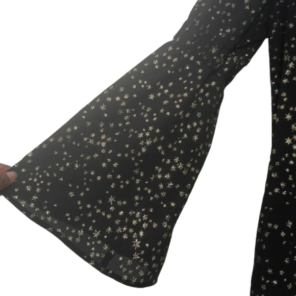 Star Print Bell Sleeve Michael Kors Glitter Blouse Medium Fairy Nwot Whimsicore - Picture 6 of 15